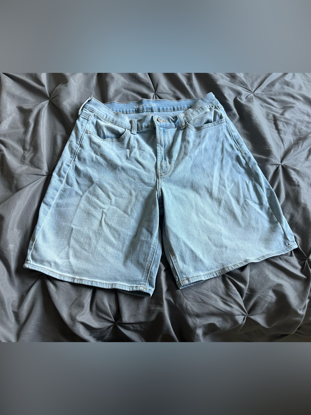 Old Navy Light Blue Denim High-Waisted Bermuda Shorts